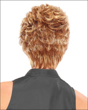 Load image into Gallery viewer, Back view of a person wearing a wig with blonde, wavy hair on a white background.
