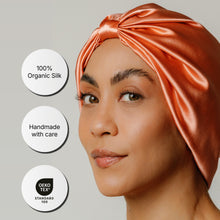 Load image into Gallery viewer, Organic Silk Hair Bonnet Peachy Coral
